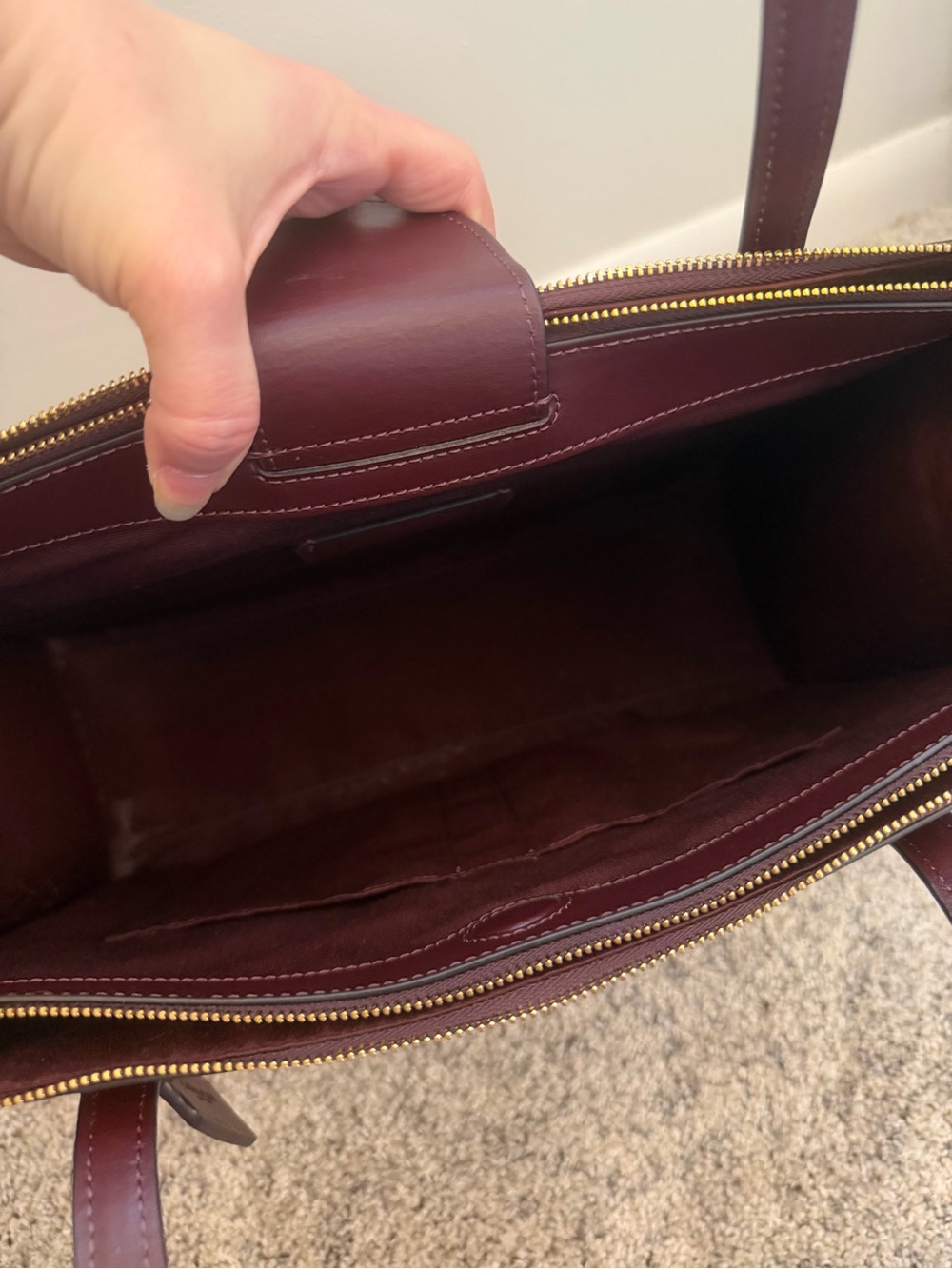 Coach Croc-Embossed Leather Tote in Deep Wine - Picture 3 of 7